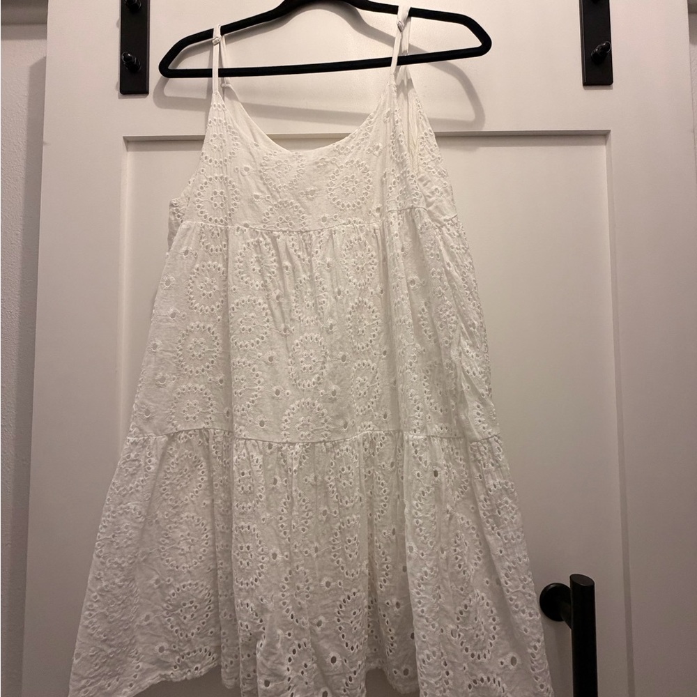 Elegant White Eyelet Mini Dress